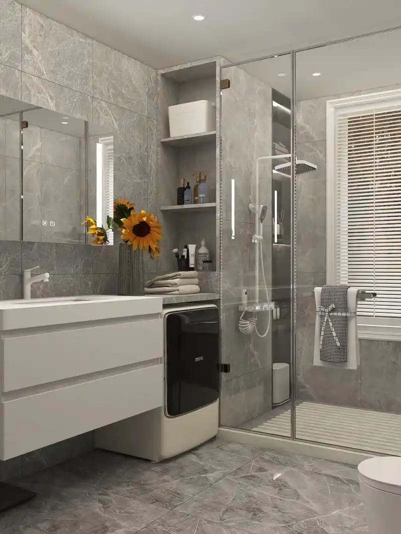 灰色轻奢北欧风现代极简主义卫生间