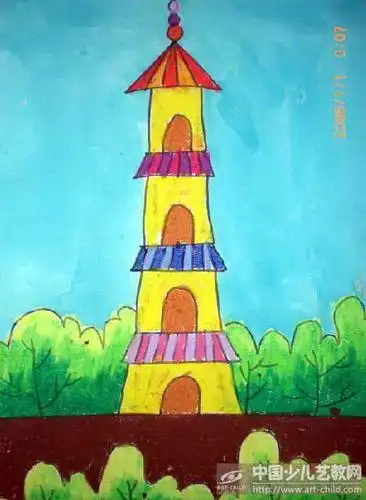 画塔的图片大全卡通彩色巴黎铁塔图片小蛮腰广州塔东西塔简笔画儿童画