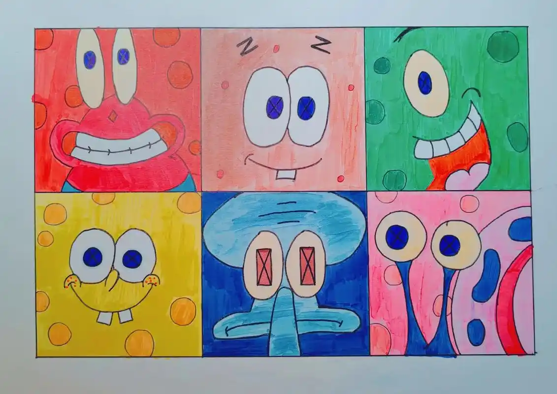 今天来晚啦,用马克笔画了一幅卡通画, - 抖音