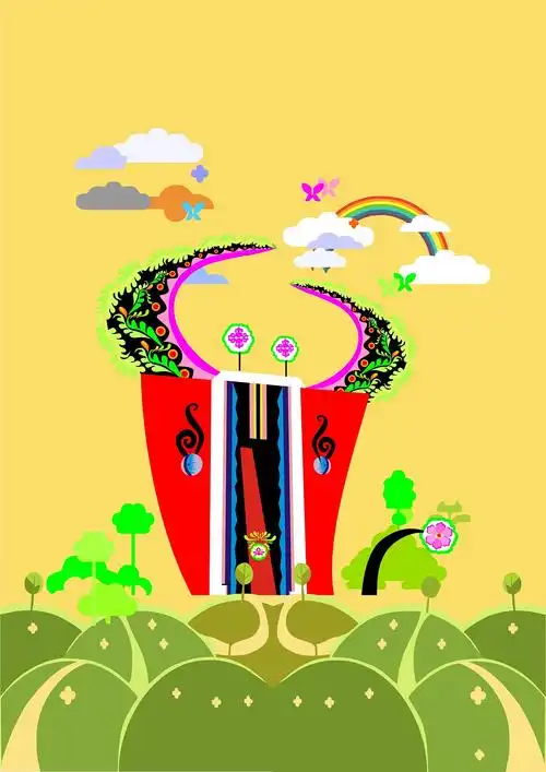 凤翔泥塑,把陕西凤翔泥塑了的元素提取出来重新设计,把牛夸张卡通画