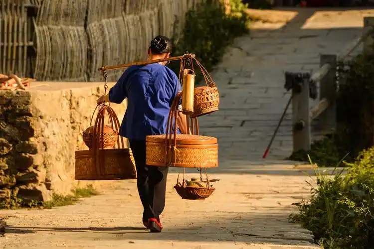 挑担的村妇