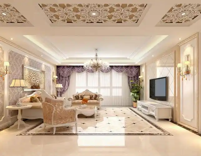 两居室简欧风格客厅_时代逸城装修效果图