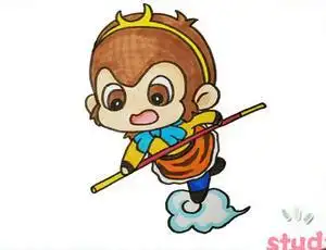 孙悟空拿着金箍棒简笔画