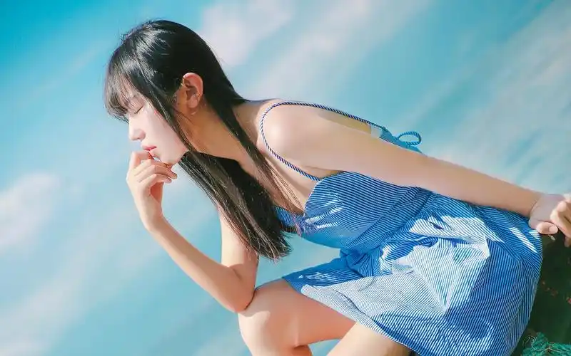 唯美少女海边写真,高清图片,电脑桌面-壁纸族