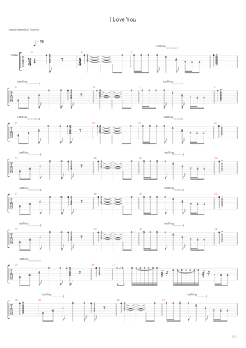 i love you吉他谱