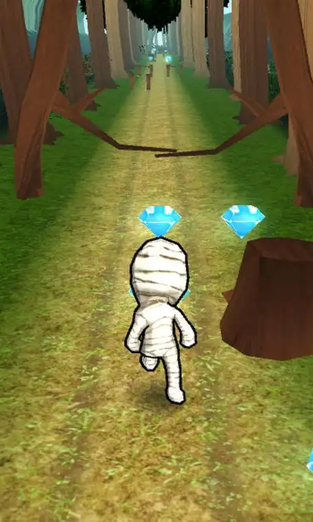 游戏目的很简单,控制木乃伊向前跑,躲避障碍,收集钻石,游戏操作,是