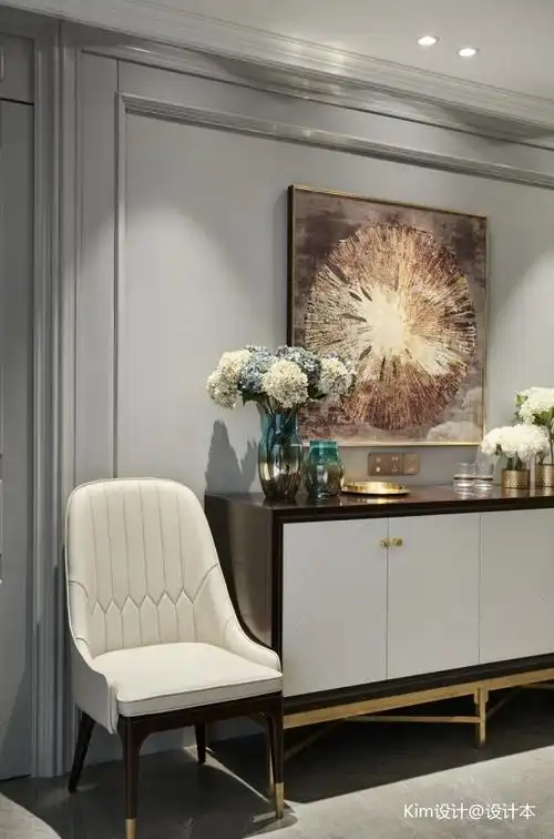 气质灰 蓝融合美式与现代的优雅轻奢美宅厨房窗帘潮流混搭餐厅设计