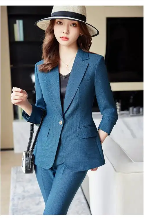 2023秋冬新款女装职业装休套小西服修身百搭上班白领套装 - 17网