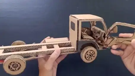 手工激励月纸板diy,自制三菱运土自卸车,车斗部分整车完结