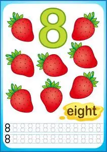 成熟浆果和水果的收获.我们数和写数字从1到10照片