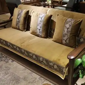 提籁雅防滑布艺实木沙发垫冬季新中式坐垫客厅组合定做沙发套罩笠