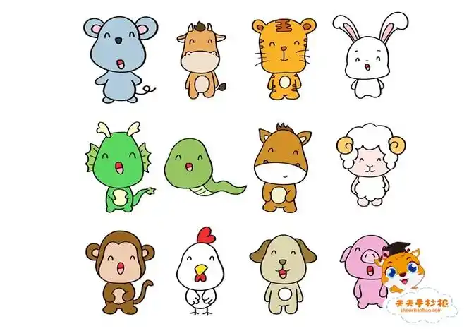12生肖动物简笔画图片超萌太十二生肖
