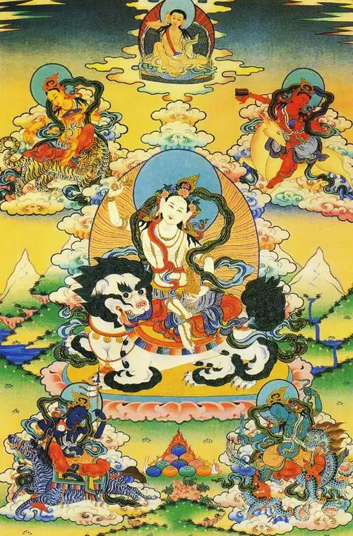 唐卡中的祥寿五佛母的形象