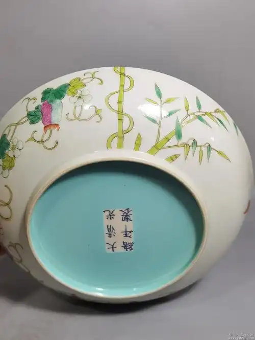 光绪粉彩瓜碟盘一对