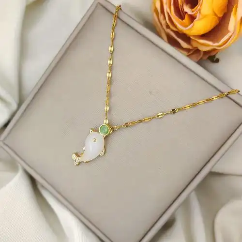 可爱猫眼石小海豚项链简约小巧韩版韩国东大门气质锁骨链老婆礼物