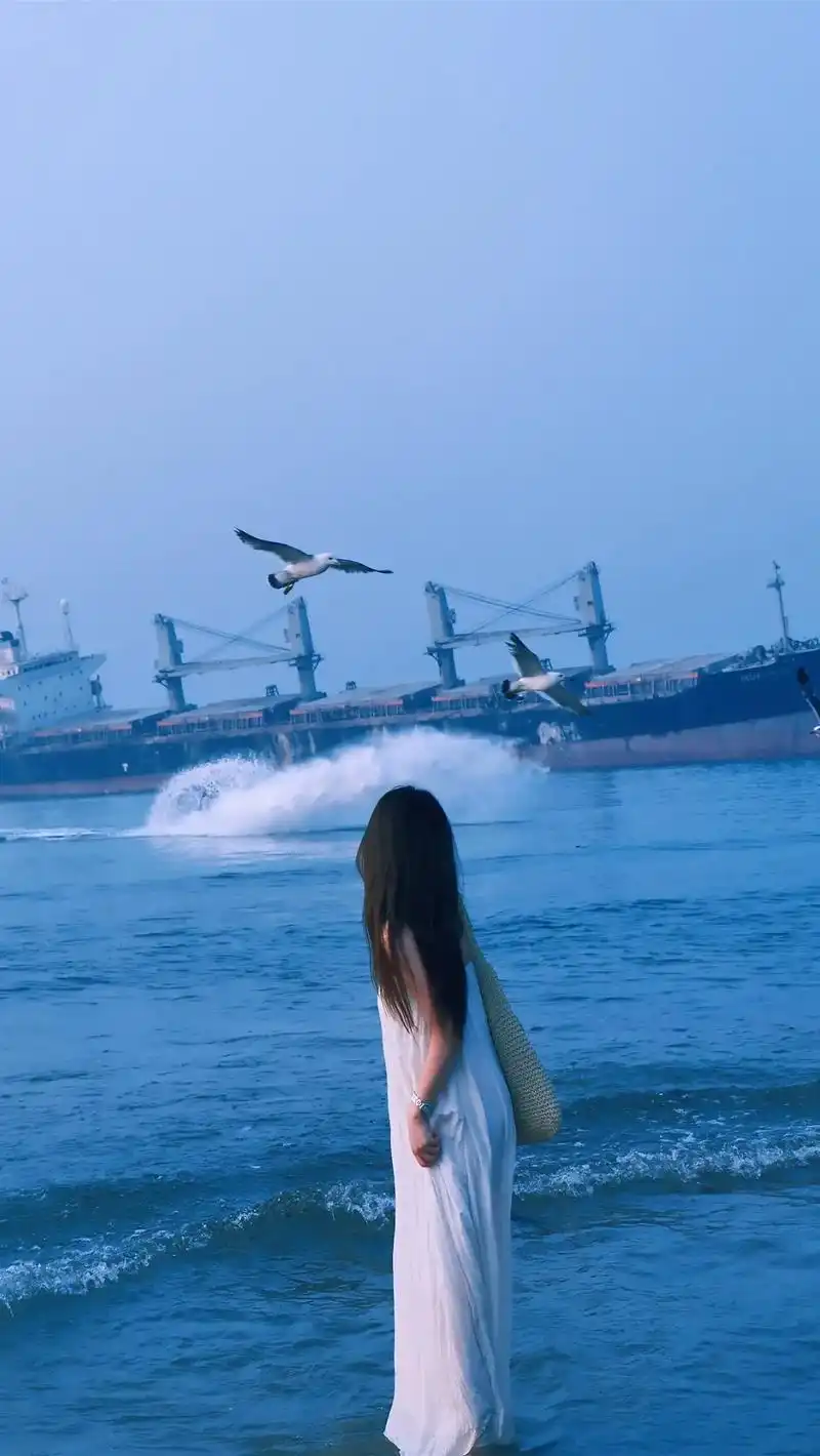 "搁浅的巨轮,颓废的浪漫主义" 它孤独的停靠在海边