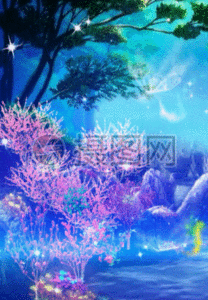 瀑布树林背景图片素材