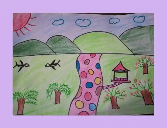 想家峪小学三年级孩子用画笔描绘春天