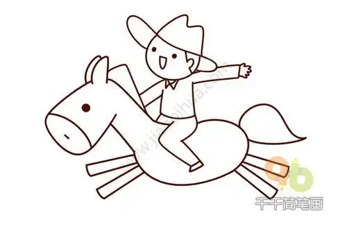 骑马的小骑士简笔画 简笔画图片大全-蒲城教育文学网