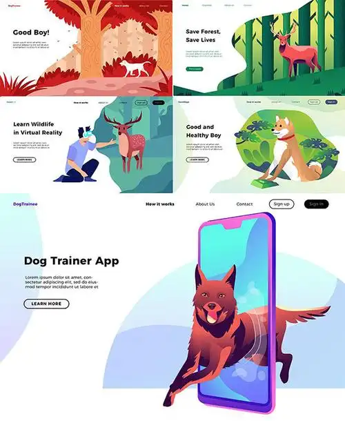 动物插画网页ui_素材中国sccnn.com