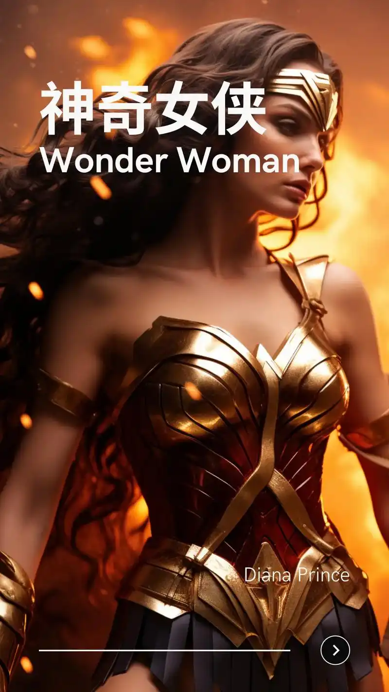 当我想以神奇女侠为主要形象创作一张插画时,我的创作方向有这样一些