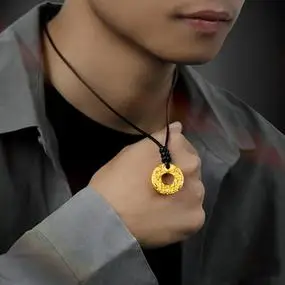 黄金招财貔貅吊坠黄金项链男士999足金平安扣金新年礼物送男友