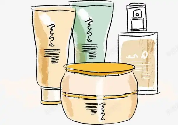 护肤品矢量图高清素材卡通女士手绘护肤品水彩矢量图元素免抠png设计