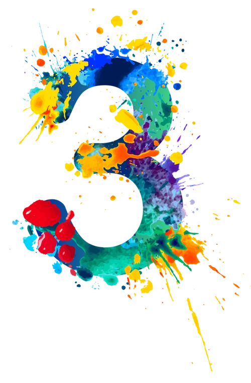 png素材彩绘泼墨文字数字设计创意文本艺术字设计阿拉伯数字3