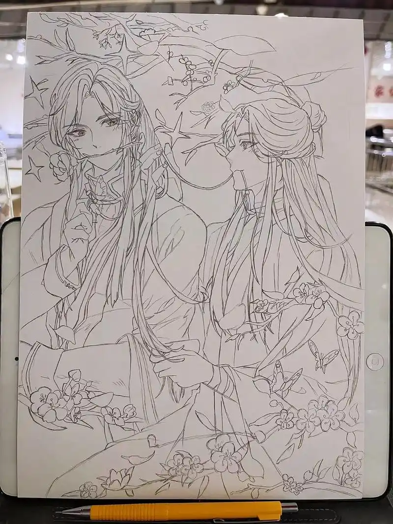 天官赐福手绘过程 #天官赐福 #马克笔手绘 #花城谢怜 #一 - 抖音