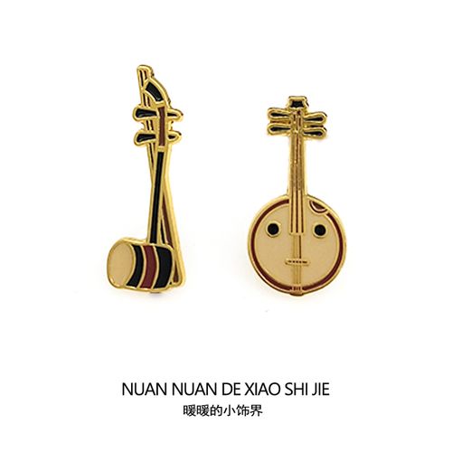 拉弦乐器徽章民族音乐学生小饰品二胡古筝琵琶阮咸金属胸针