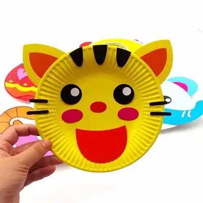 儿童纸盘贴画diy手工制作材料包幼儿园宝宝亲子创意贴纸玩具3-6岁