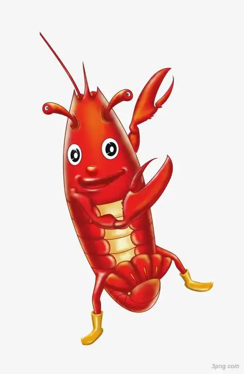 手绘卡通可爱海味大龙虾