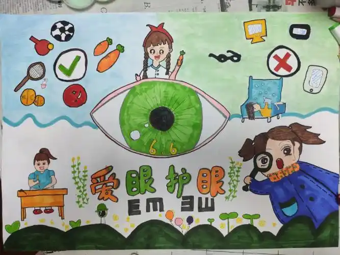 爱眼日爱眼护眼海报绘画手抄报