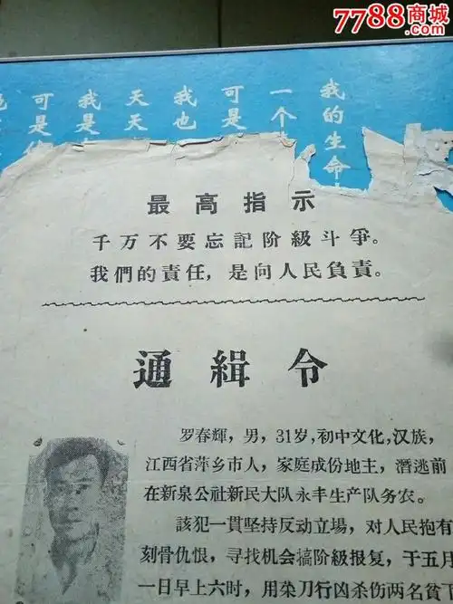 罕见的大文革时期通缉令