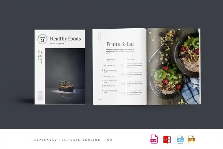 高端美食杂志排版设计模板foodmagazinetemplate