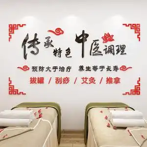 中医理疗美容养生馆背景墙贴画装饰画艾灸推拿按摩店会所墙壁画纸