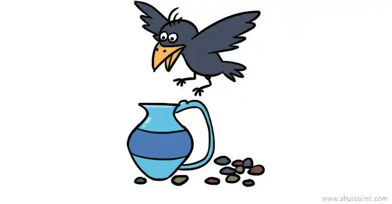 乌鸦喝水儿童画怎么画 乌鸦喝水简笔画简单