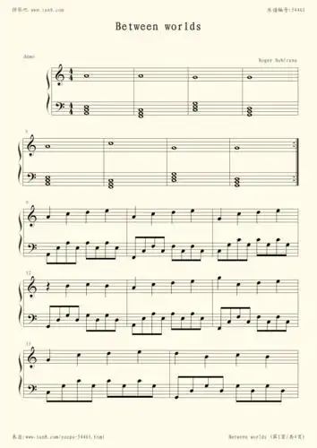 钢琴谱:between worlds