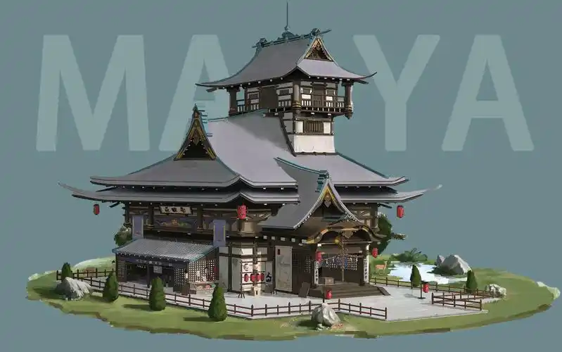 【maya场景建模】古建筑酒楼模型制作,次世代场景项目案例讲解!