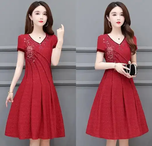 京东商城连衣裙夏装2023新款女装高档四十岁五十女人穿的夏季衣服