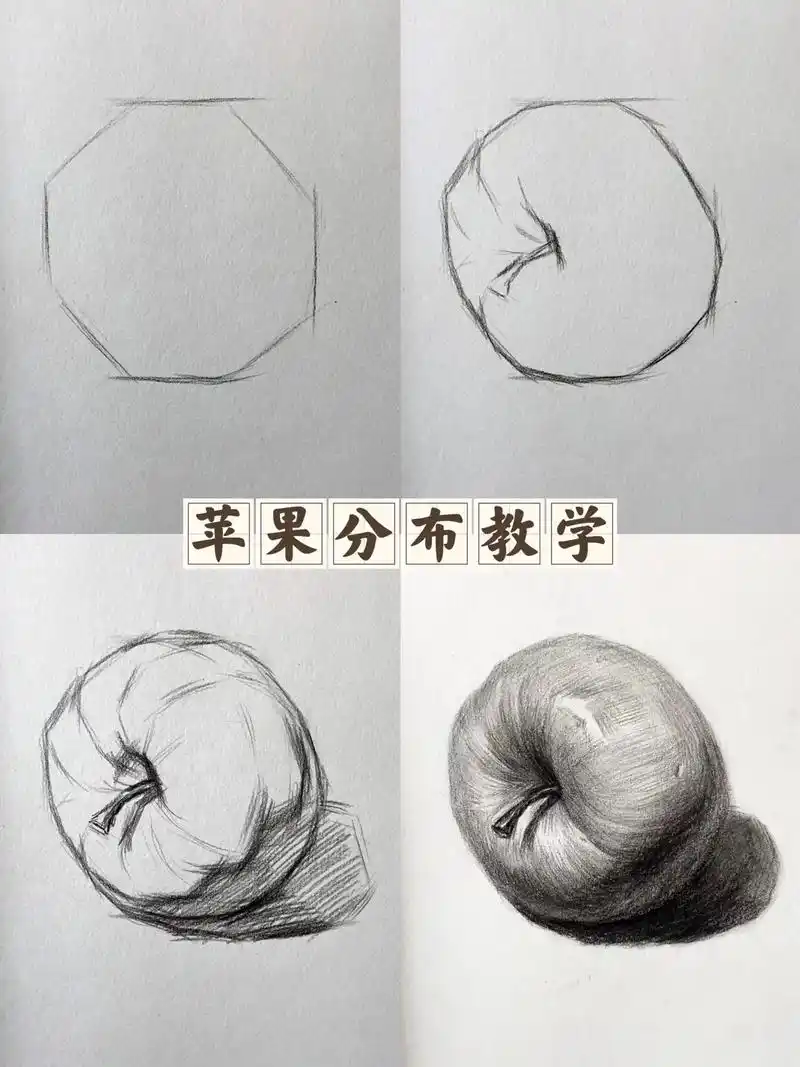 倒着的苹果分布教学#美术生 #素描 #苹果#零基础教学 #图 - 抖音