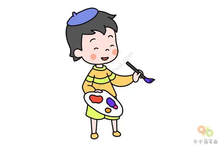 画家正在作画的简笔画可爱的画家简笔画教程职业人物简笔画画家简笔画