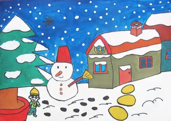 冬天的景色儿童画图片 冬天的景色儿童画图片简笔画