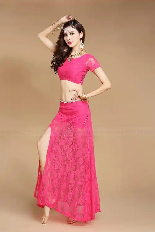 厂家直销肚皮舞练功服2016新款印度舞蹈演出服装性感蕾丝裙子套装