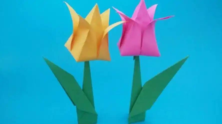 漂亮的郁金香花朵折纸做法简单一学就会手工折纸大全视频教程