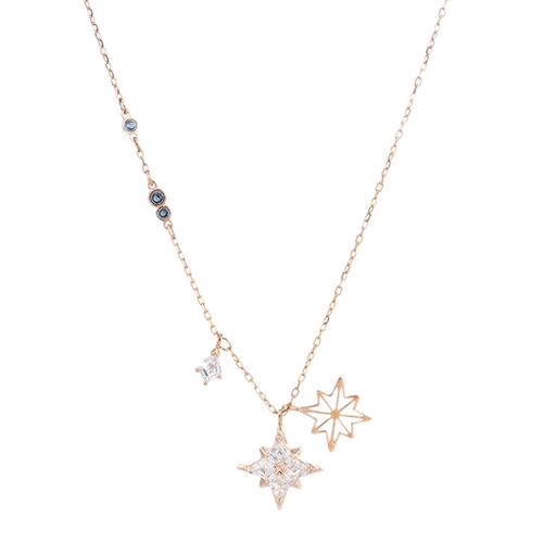 施华洛世奇八芒星项链吊坠玫瑰金锁骨链轻奢送女友生日礼物七夕礼物