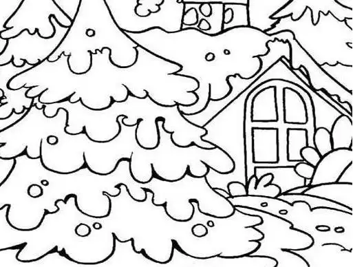 雪景简笔画带颜色雪景图简笔画带颜色的