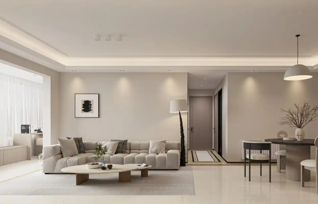 7款乳胶漆与暖色系相融的现代客厅装修.在温暖光线中,简约舒适 - 抖音