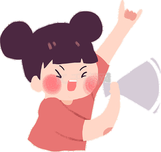 拿着喇叭大喊的女孩