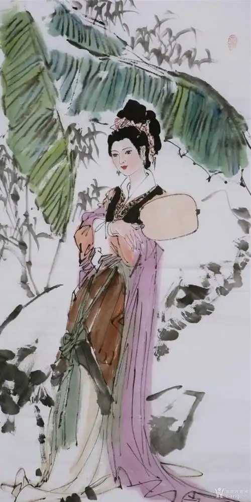 人物名家颜梅华保真手绘写意人物国画精品一幅!